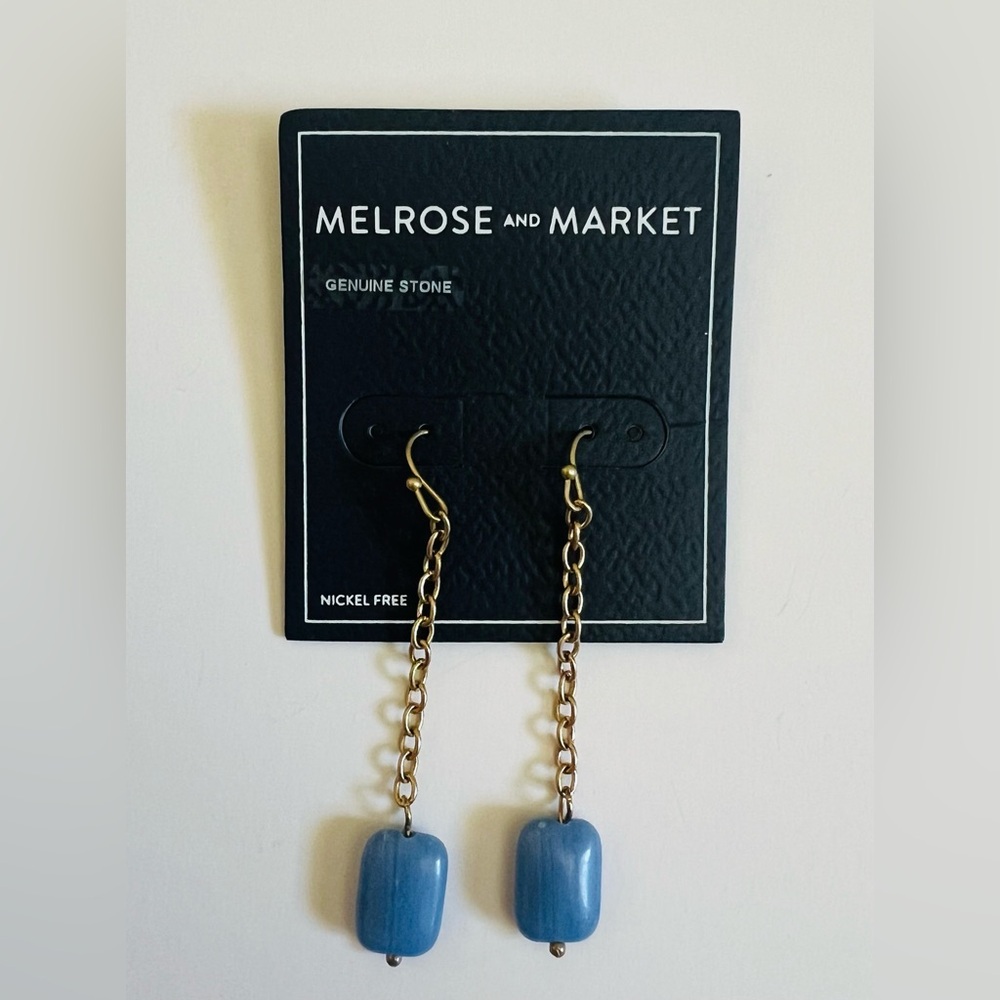 NWT Melrose and Market Gold Tone & Blue Stone Earrings 💙